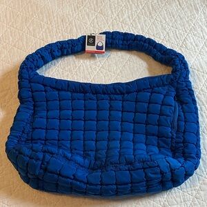 Chic Blue Quilted Shoulder Bag